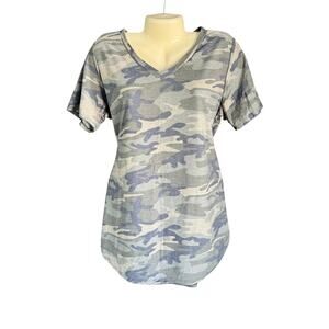 Hemish USA 2XL Camo V Neck Tunic Top Short Sleeve